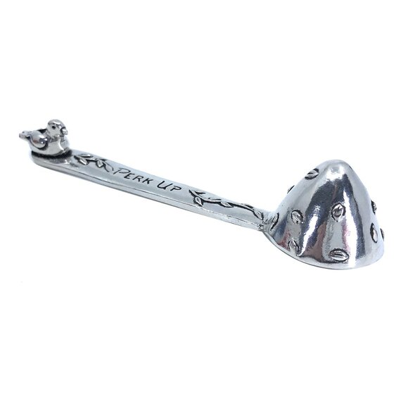 Handmade Pewter Decorative Perk Up Bird Coffee Scoop Spoon NEW - Picture 1 of 3
